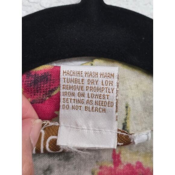 Soft Surroundings Jordan VTG 100% Linen Watercolor Floral Button Down Shirt M - Picture 5 of 9